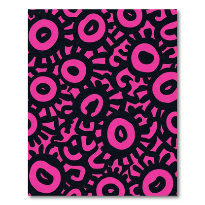 Vivid Pink Sunburst Blob Collage Rug