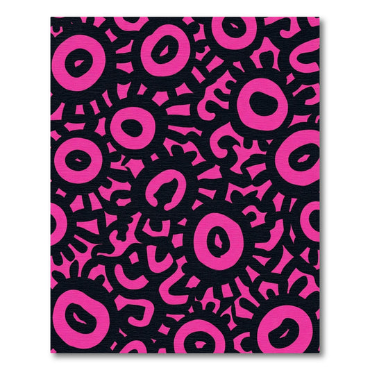 Vivid Pink Sunburst Blob Collage Rug
