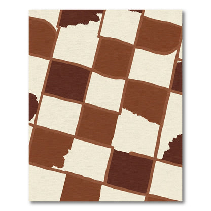 Brown Cream Checkerboard Square Rug