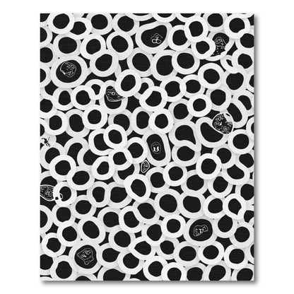 Whimsical Black White Organic Shape Medley Rug