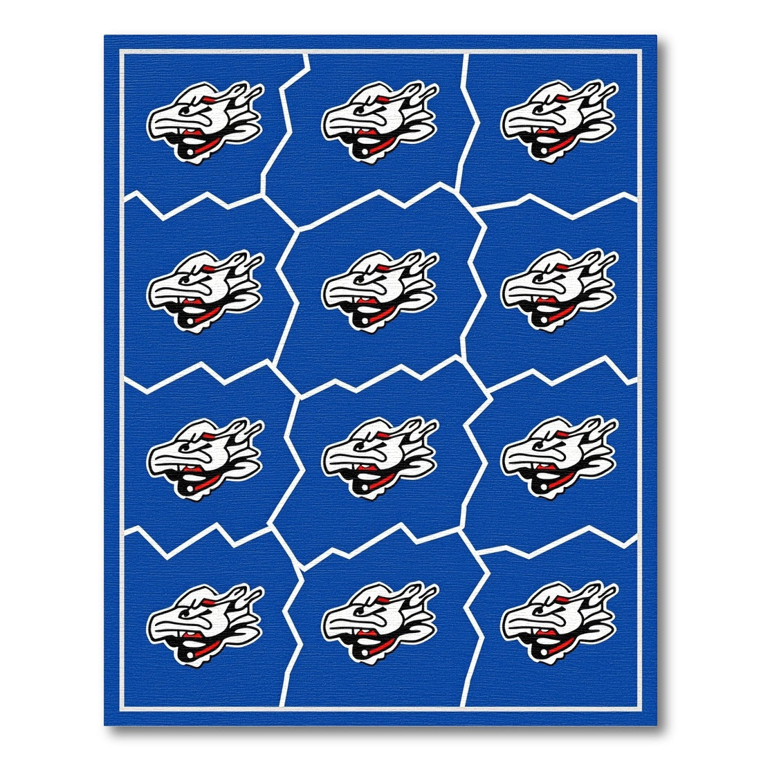 Bold Blue Dragon Head Tile Rug