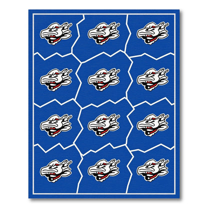Bold Blue Dragon Head Tile Rug