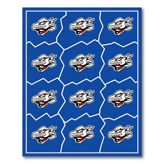 Bold Blue Dragon Head Tile Rug