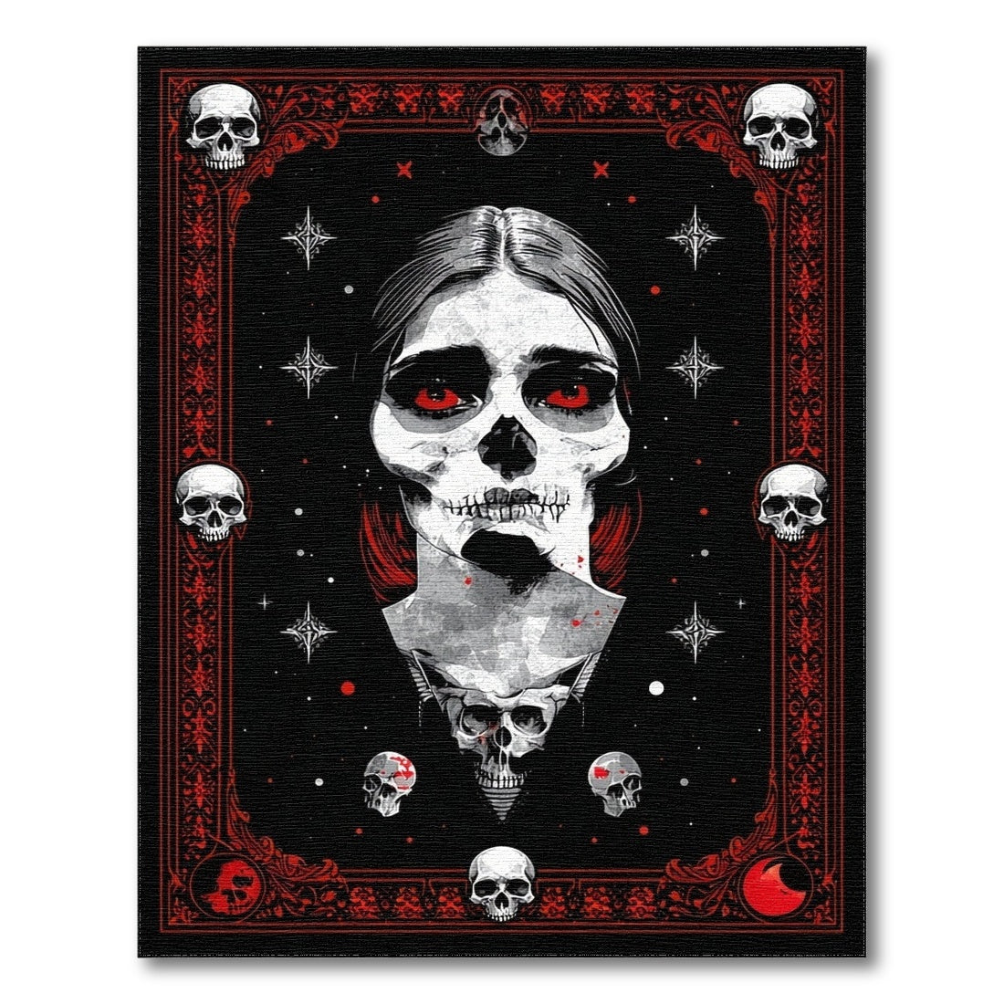 Gothic Skull Woman Black Area Rug