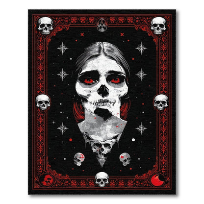 Gothic Skull Woman Black Area Rug