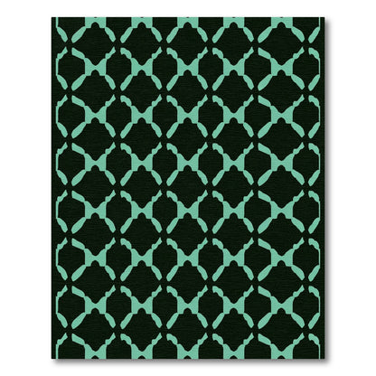 Teal Lattice Geometric Arrangement Rug