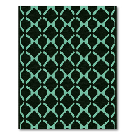 Teal Lattice Geometric Arrangement Rug