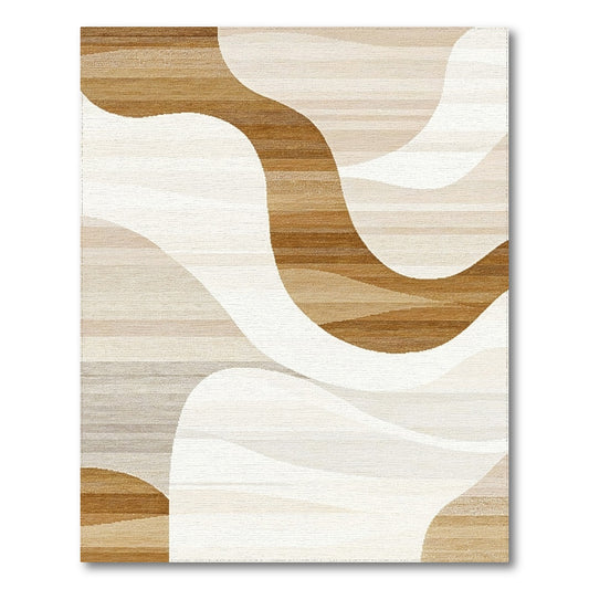Beige Brown Wavy Abstract Rug