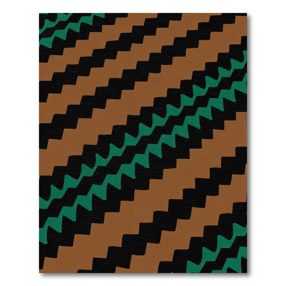 Rustic Brown Green Jagged Stripe Rug