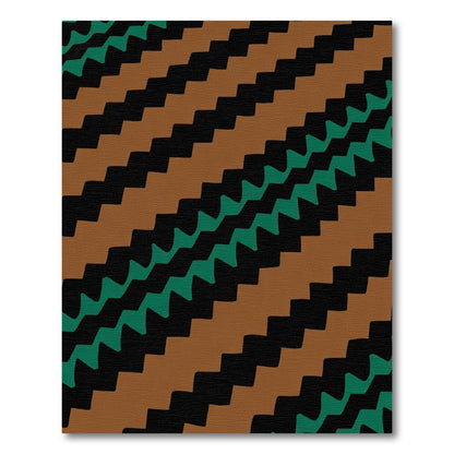 Rustic Brown Green Jagged Stripe Rug