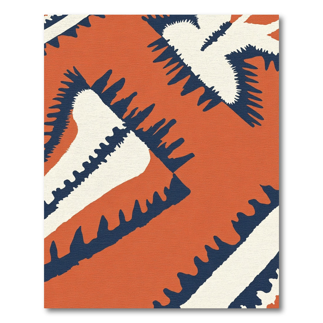 Terracotta And Navy Jagged Stripes Rug