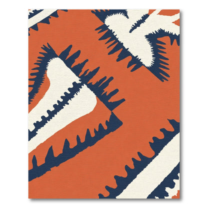 Terracotta And Navy Jagged Stripes Rug