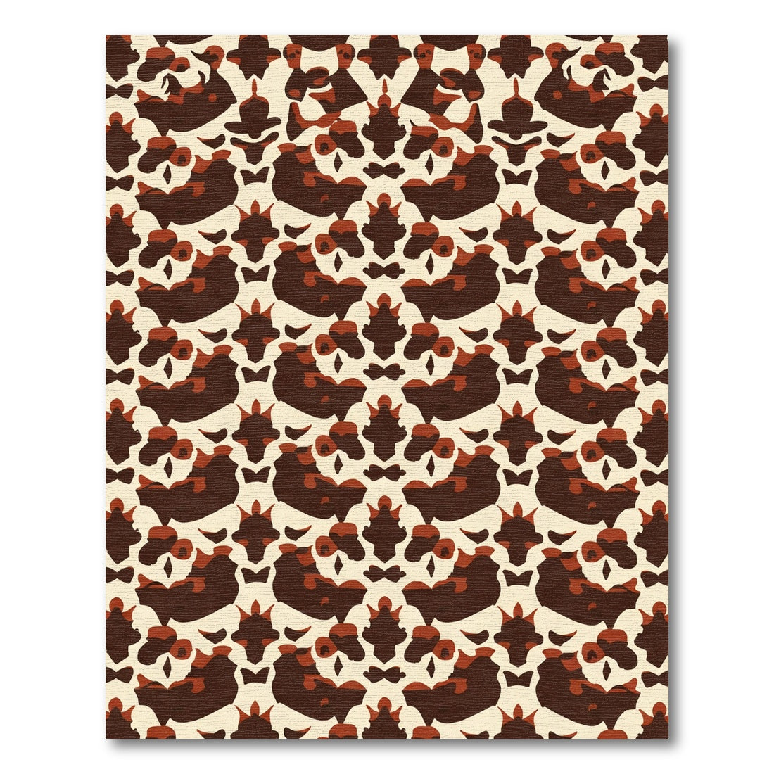 Deep Brown Abstract Ochre Symmetry Rug