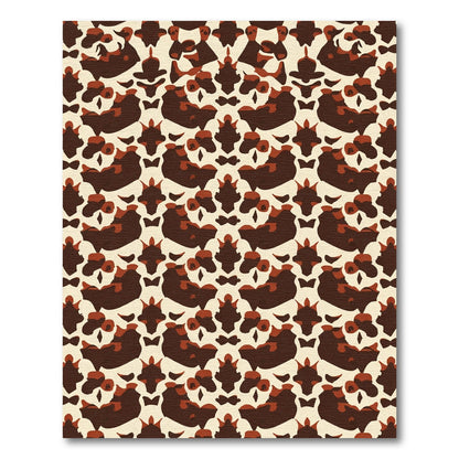 Deep Brown Abstract Ochre Symmetry Rug