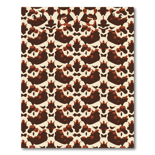 Deep Brown Abstract Ochre Symmetry Rug