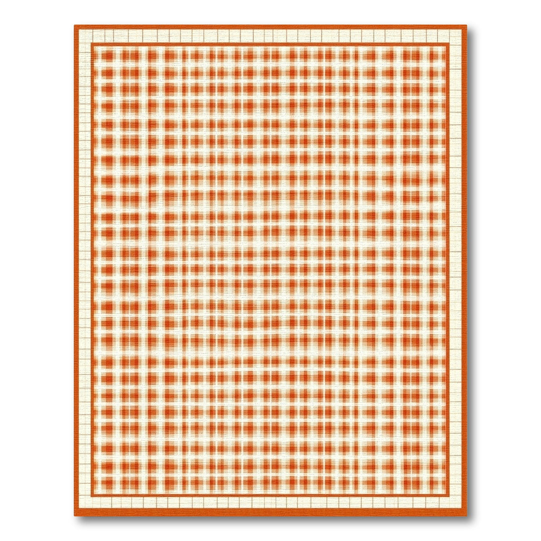 Orange Checkered Geometric Modern Area Rug