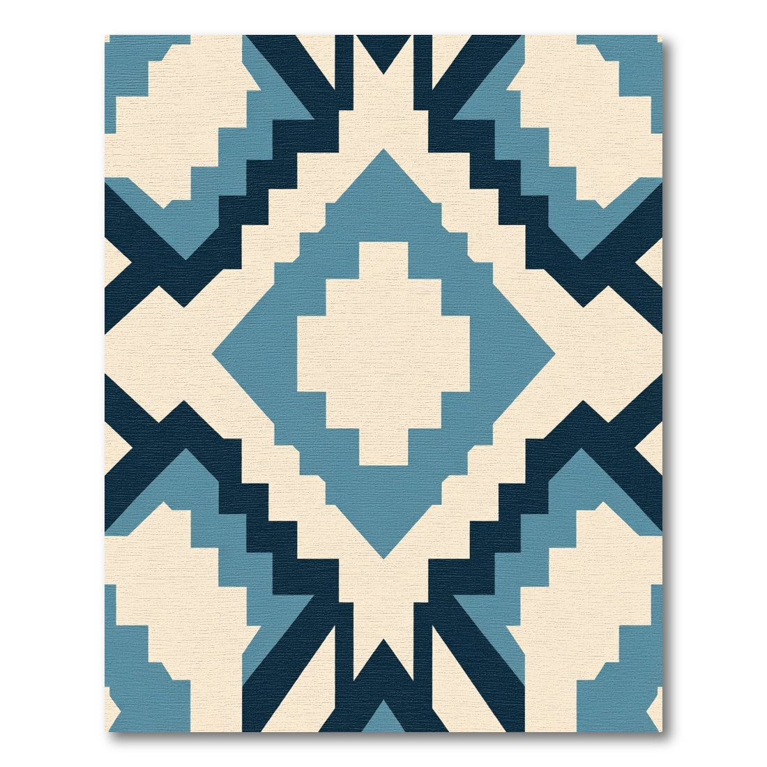 Geometric Diamond Blue Cream Rug