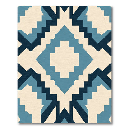 Geometric Diamond Blue Cream Rug