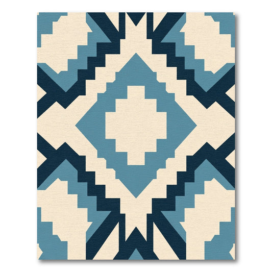 Geometric Diamond Blue Cream Rug