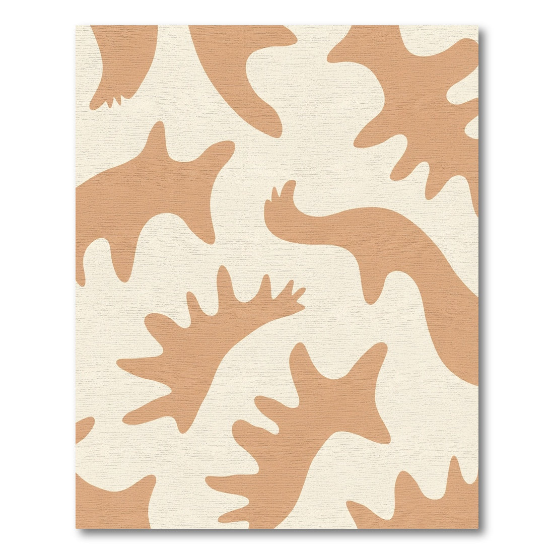 Cream And Tan Abstract Organic Shapes Rug