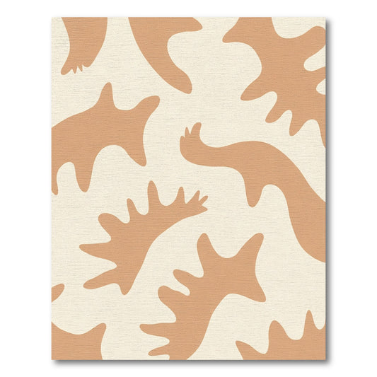 Cream And Tan Abstract Organic Shapes Rug