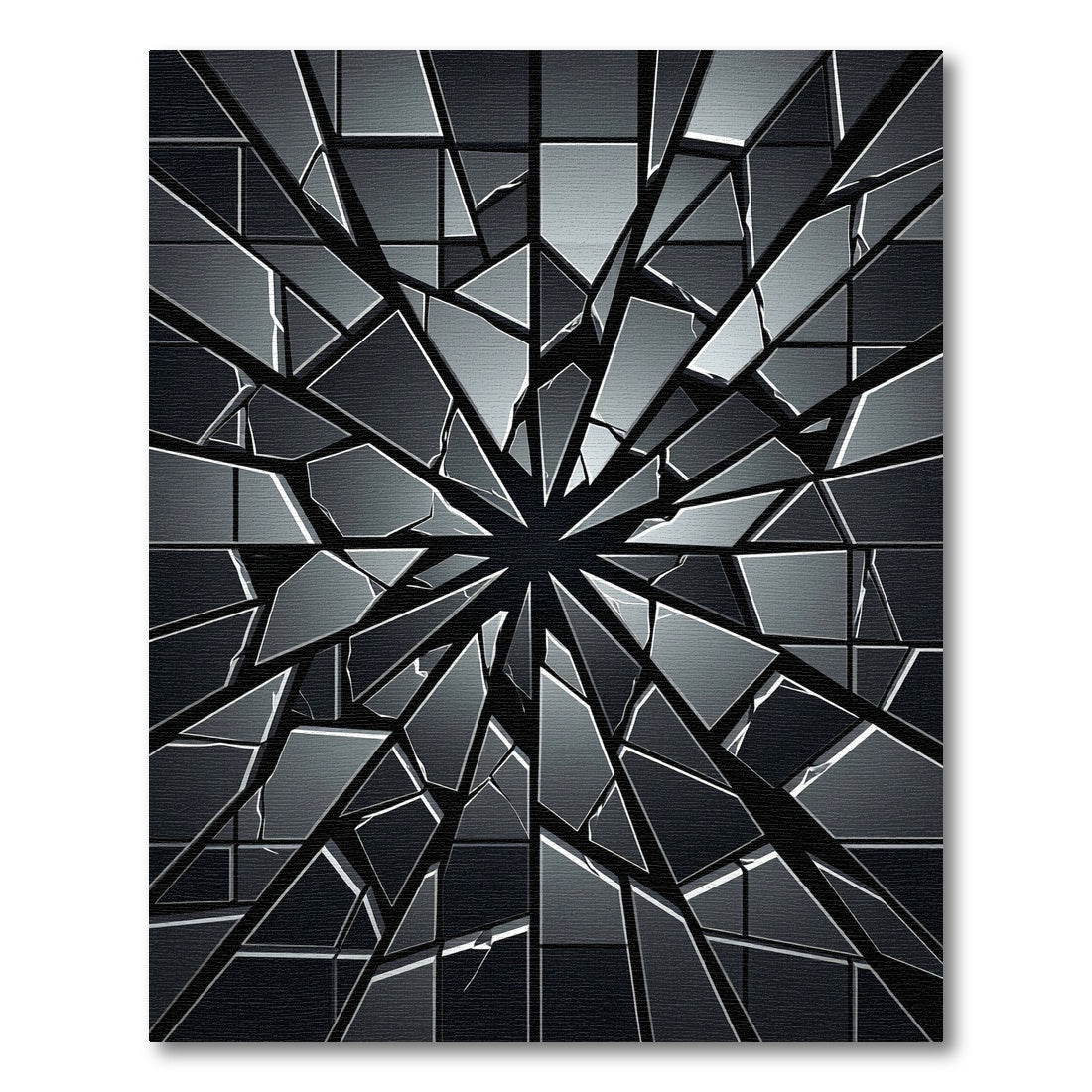 Dark Shattered Glass Radial Rug