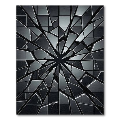 Dark Shattered Glass Radial Rug