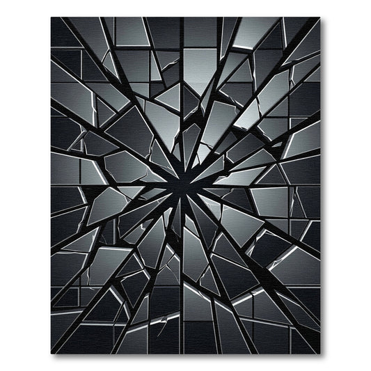 Dark Shattered Glass Radial Rug