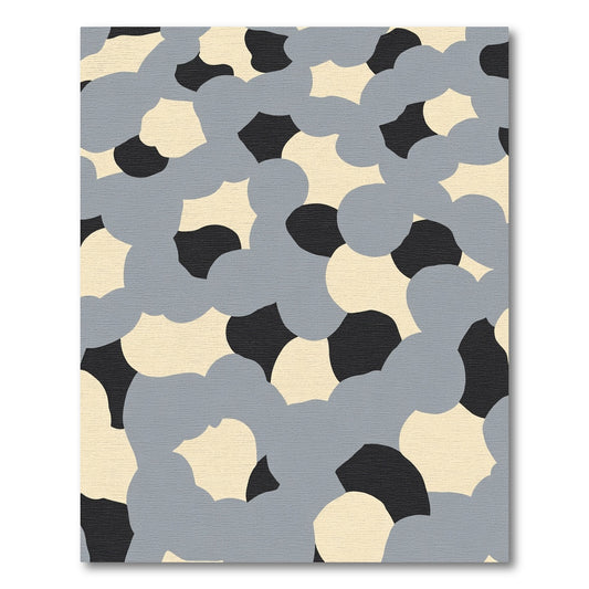 Grey Cream Black Organic Blobs Rug