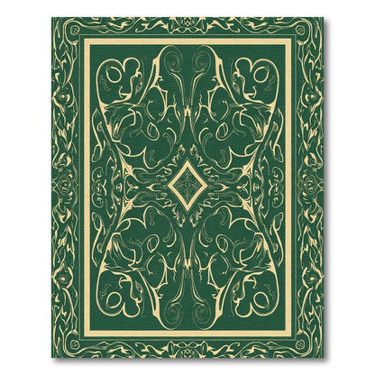 Dark Emerald Cream Arabesque Scroll Rug