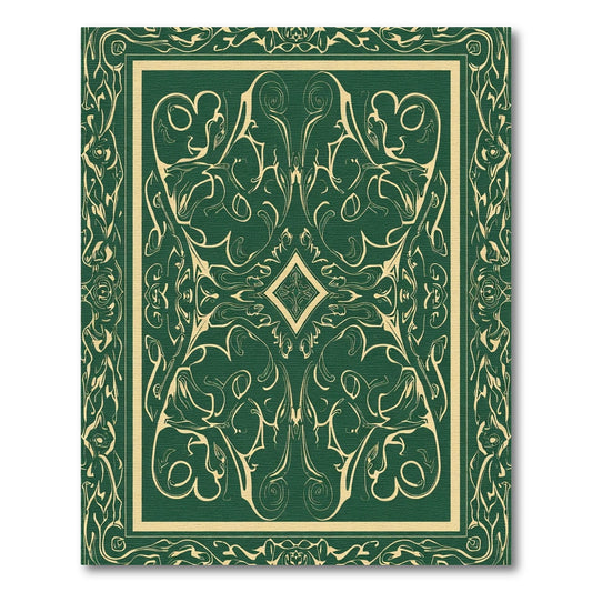 Dark Emerald Cream Arabesque Scroll Rug