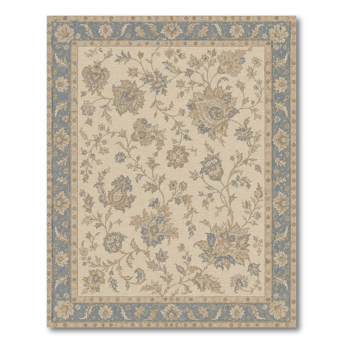 Blue Floral Vintage Area Rug