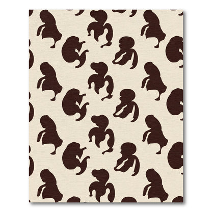Dark Brown Abstract Humanoid Figures Rug