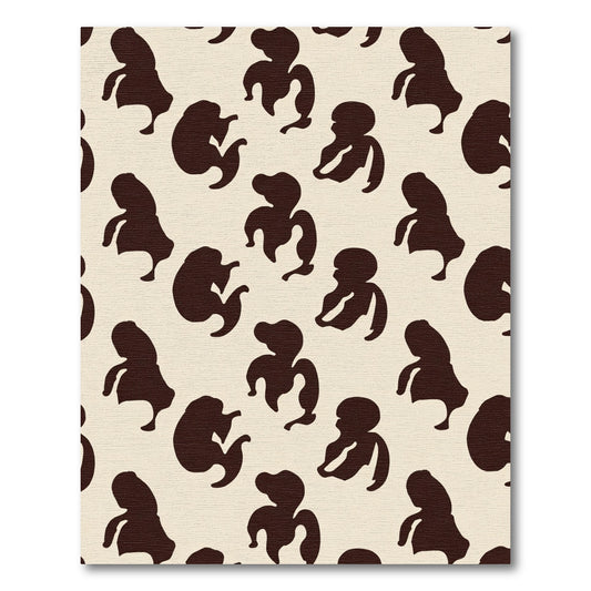 Dark Brown Abstract Humanoid Figures Rug