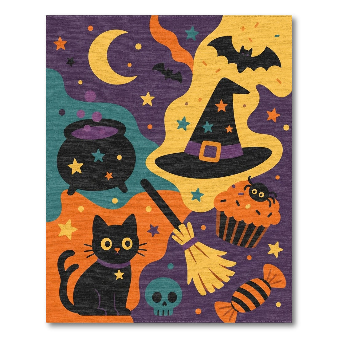 Halloween Black Cat Witch Hat Kids Cartoon Rug