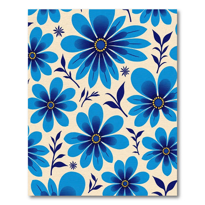Bold Blue Daisy Garden Floral Rug