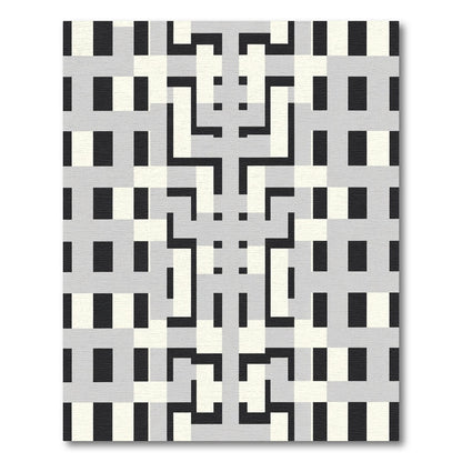 Gray Black White Geometric Lattice Rug