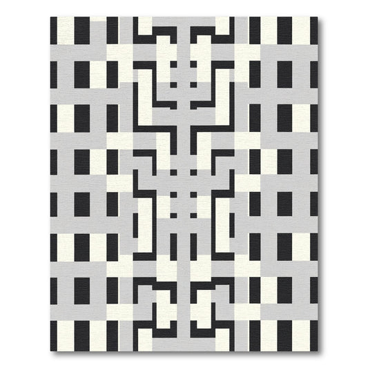 Gray Black White Geometric Lattice Rug
