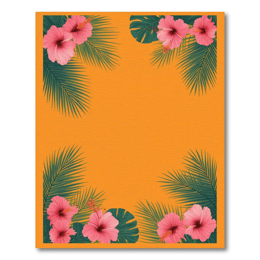 Pink Hibiscus Orange Border Area Rug
