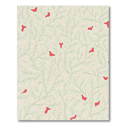 Cream Botanical Red Whimsical Vine Rug