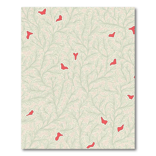 Cream Botanical Red Whimsical Vine Rug