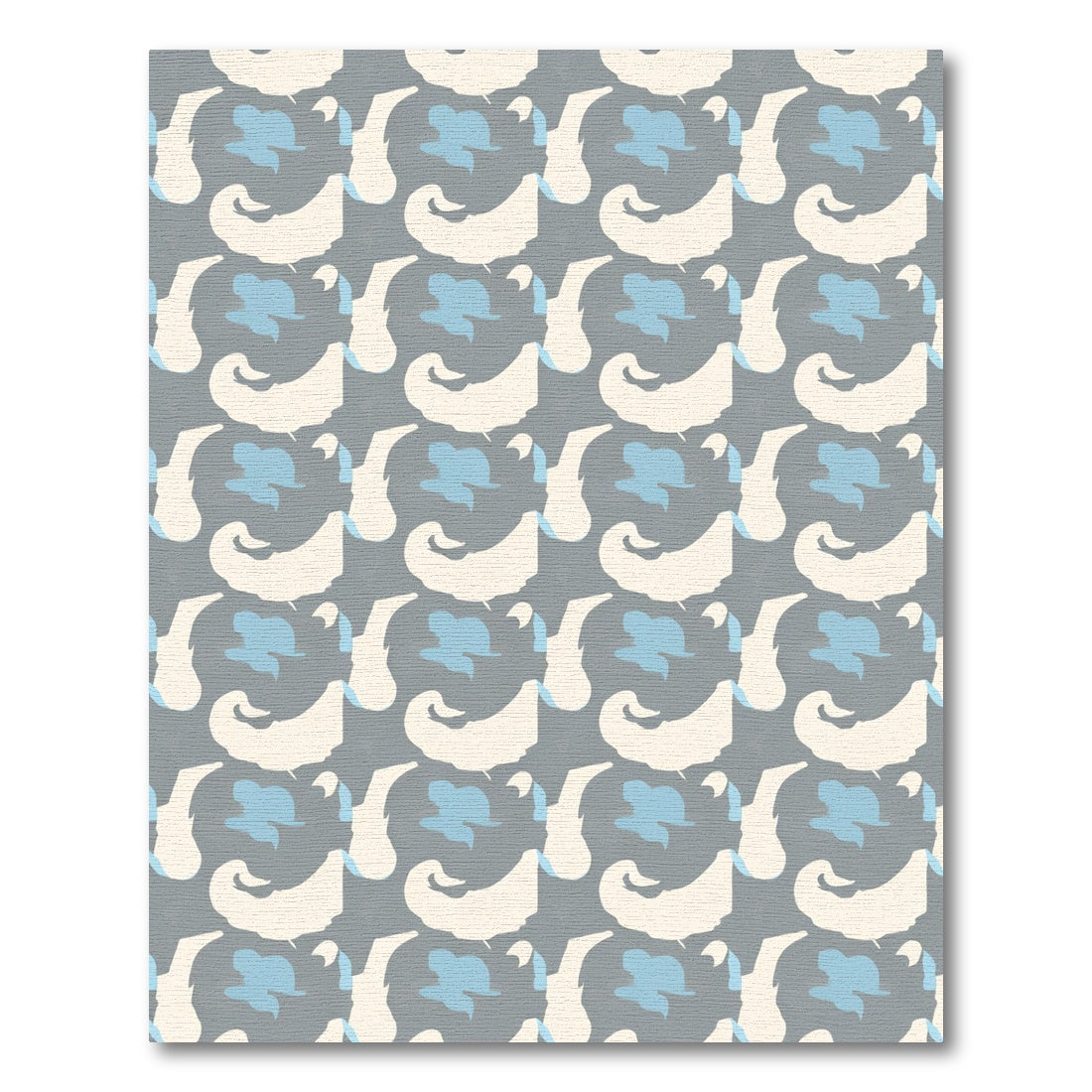 Modern Gray Blue Abstract Swirl Rug