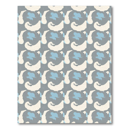 Modern Gray Blue Abstract Swirl Rug