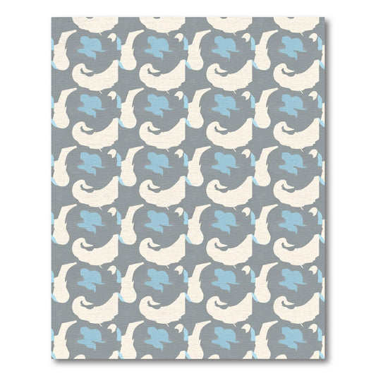 Modern Gray Blue Abstract Swirl Rug