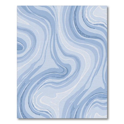 Swirling Blue Marble Abstract Rug