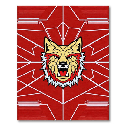 Fierce Red Wolf Geometric Abstraction Rug