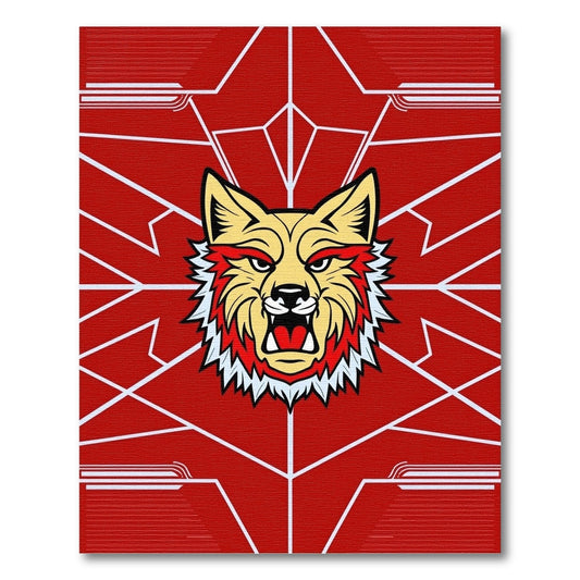 Fierce Red Wolf Geometric Abstraction Rug