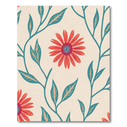 Coral Daisy Vine Cream Rug