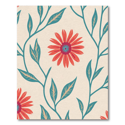 Coral Daisy Vine Cream Rug
