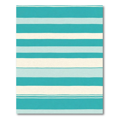 Coastal Turquoise And Cream Stripe Rug